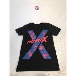 Monsta X Shirt Womens Sz XS Black Music Graphic KPOP Short Sleeve Cotton T-Shirt